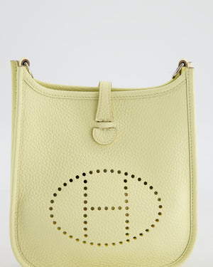 Hermès Mini Evelyne 16 Bag in Jaune Milton Taurillon Clemence Leather with Palladium Hardware