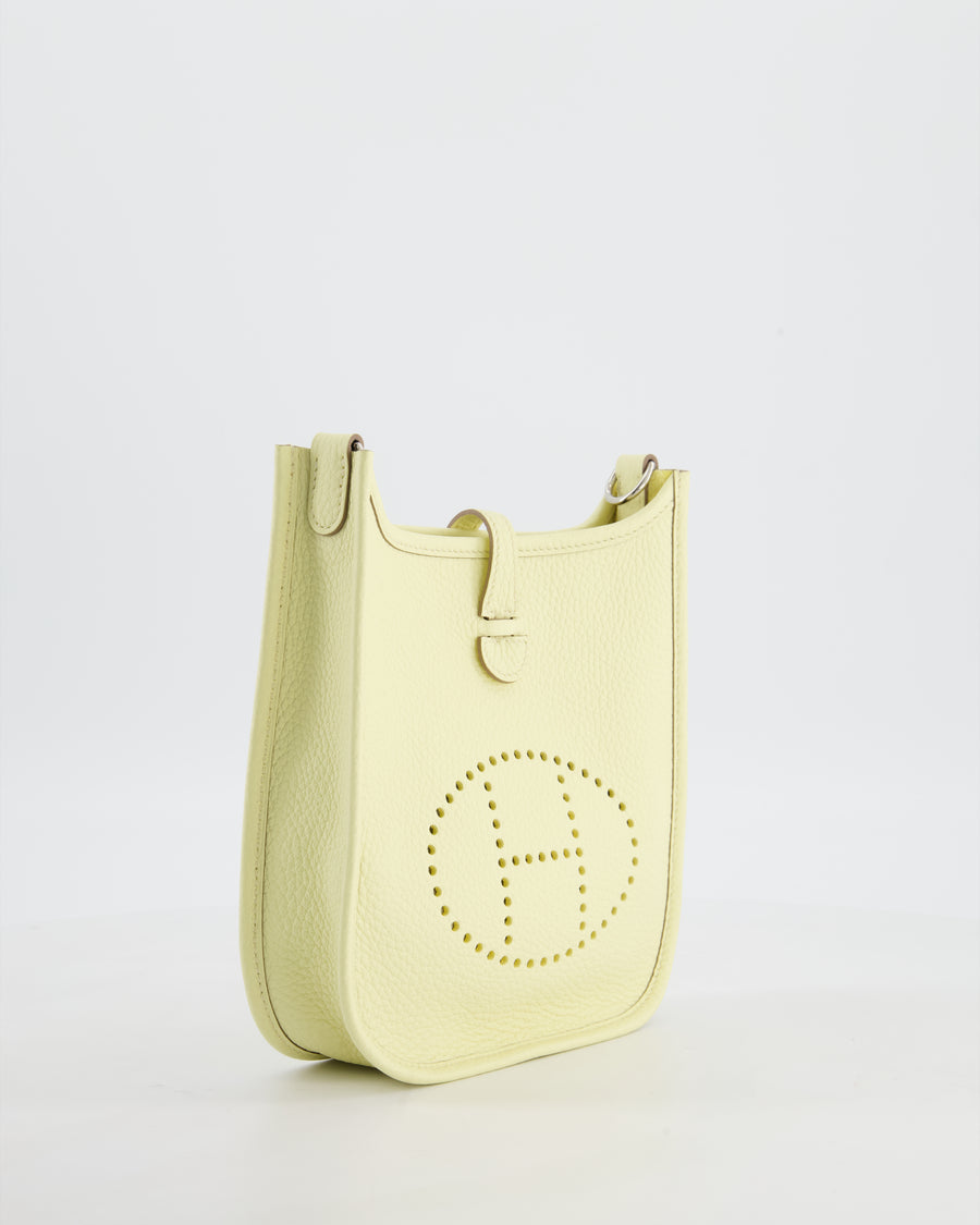 Hermès Mini Evelyne 16 Bag in Jaune Milton Taurillon Clemence Leather with Palladium Hardware