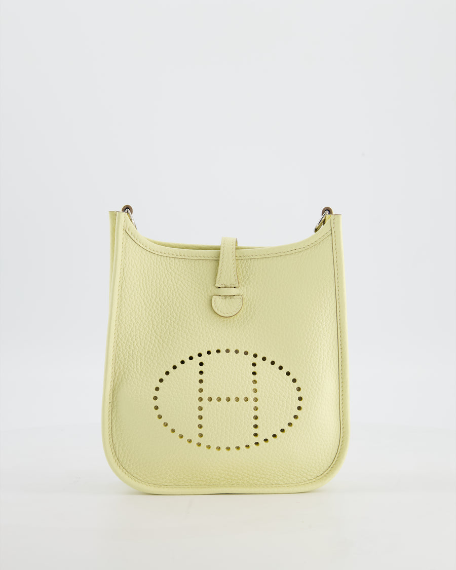 Hermès Mini Evelyne 16 Bag in Jaune Milton Taurillon Clemence Leather with Palladium Hardware