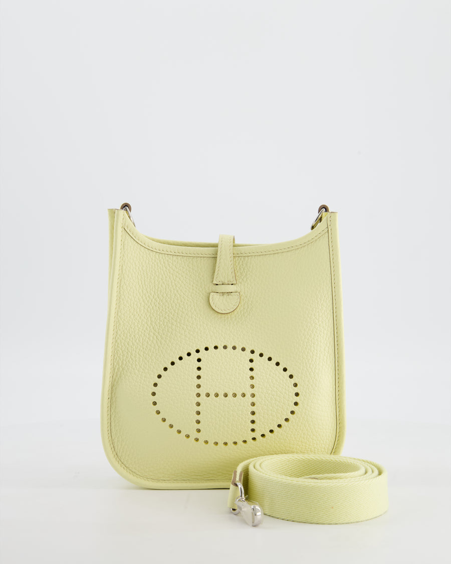 Hermès Mini Evelyne 16 Bag in Jaune Milton Taurillon Clemence Leather with Palladium Hardware