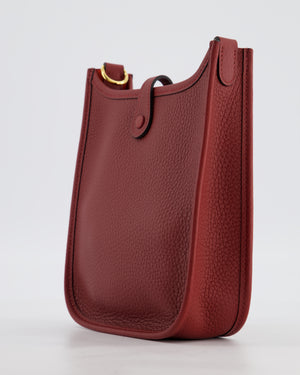 *HOT COLOUR* Hermès Mini Evelyne 16 Bag in Rouge H Taurillon Clemence Leather with Gold Hardware