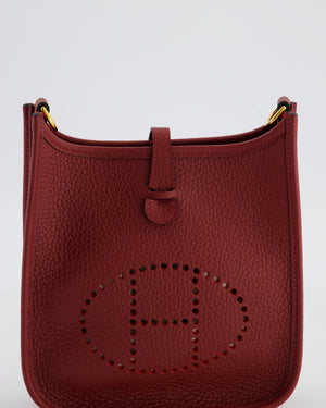 *HOT COLOUR* Hermès Mini Evelyne 16 Bag in Rouge H Taurillon Clemence Leather with Gold Hardware