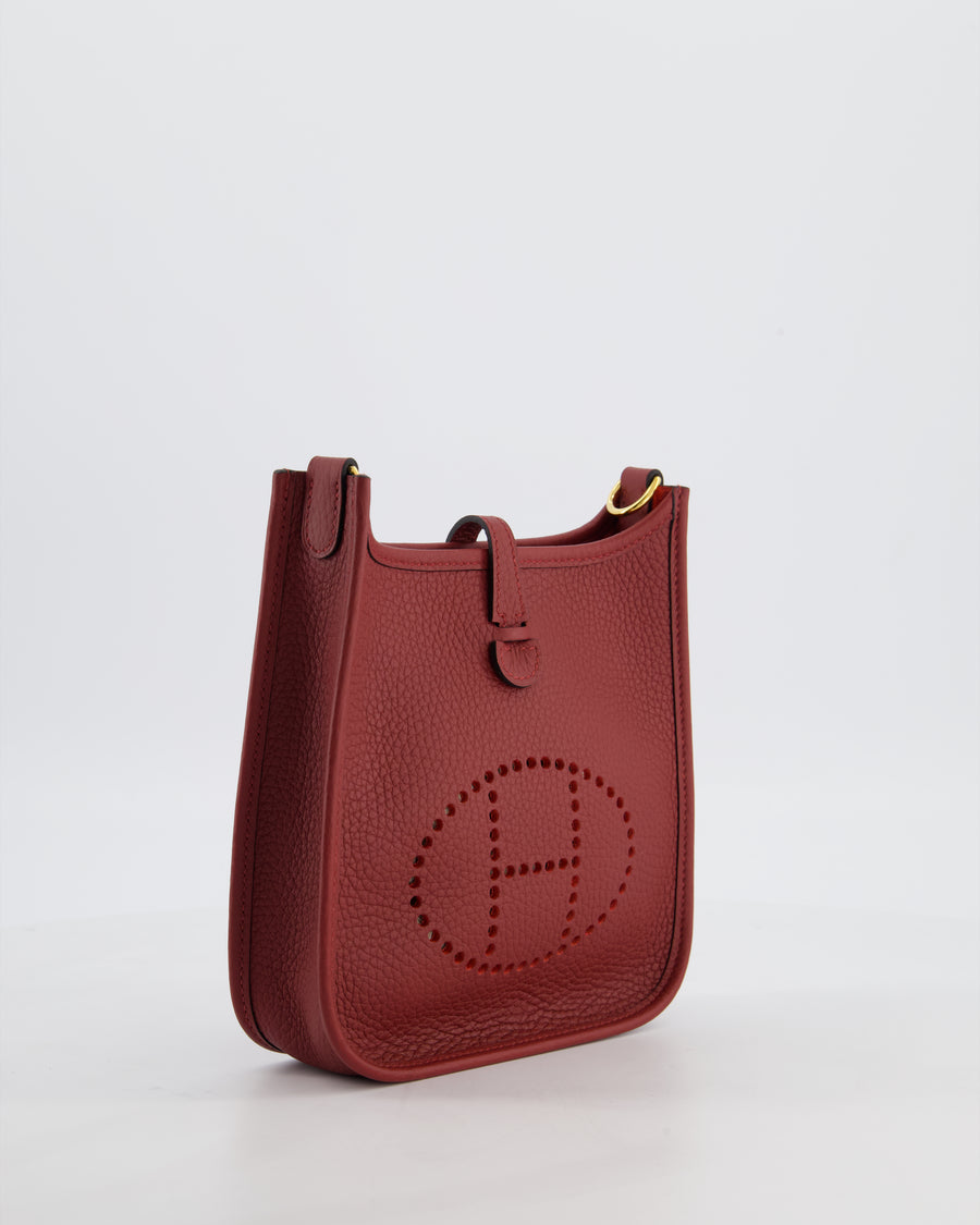 *HOT COLOUR* Hermès Mini Evelyne 16 Bag in Rouge H Taurillon Clemence Leather with Gold Hardware