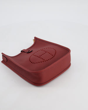 *HOT COLOUR* Hermès Mini Evelyne 16 Bag in Rouge H Taurillon Clemence Leather with Gold Hardware