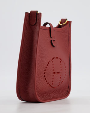 *HOT COLOUR* Hermès Mini Evelyne 16 Bag in Rouge H Taurillon Clemence Leather with Gold Hardware