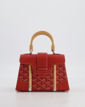 Goyard Mini Saigon Souple Bag in Red Goyardine Canvas & Wood with Silver Hardware