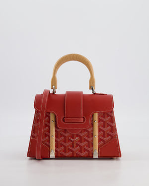 Goyard Mini Saigon Souple Bag in Red Goyardine Canvas & Wood with Silver Hardware