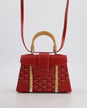 Goyard Mini Saigon Souple Bag in Red Goyardine Canvas & Wood with Silver Hardware