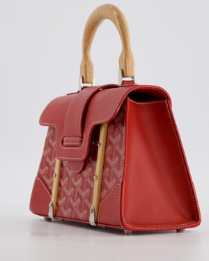 Goyard Mini Saigon Souple Bag in Red Goyardine Canvas & Wood with Silver Hardware