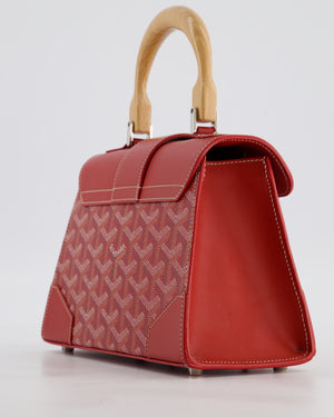 Goyard Mini Saigon Souple Bag in Red Goyardine Canvas & Wood with Silver Hardware