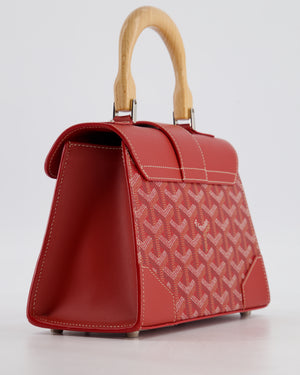 Goyard Mini Saigon Souple Bag in Red Goyardine Canvas & Wood with Silver Hardware
