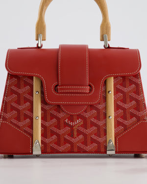 Goyard Mini Saigon Souple Bag in Red Goyardine Canvas & Wood with Silver Hardware