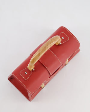 Goyard Mini Saigon Souple Bag in Red Goyardine Canvas & Wood with Silver Hardware