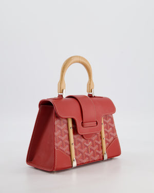 Goyard Mini Saigon Souple Bag in Red Goyardine Canvas & Wood with Silver Hardware
