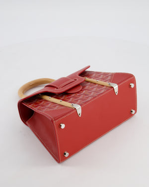 Goyard Mini Saigon Souple Bag in Red Goyardine Canvas & Wood with Silver Hardware