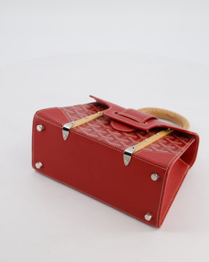 Goyard Mini Saigon Souple Bag in Red Goyardine Canvas & Wood with Silver Hardware