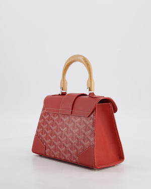 Goyard Mini Saigon Souple Bag in Red Goyardine Canvas & Wood with Silver Hardware