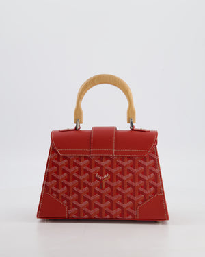 Goyard Mini Saigon Souple Bag in Red Goyardine Canvas & Wood with Silver Hardware