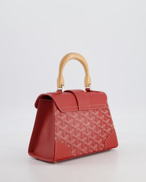 Goyard Mini Saigon Souple Bag in Red Goyardine Canvas & Wood with Silver Hardware
