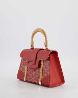 Goyard Mini Saigon Souple Bag in Red Goyardine Canvas & Wood with Silver Hardware