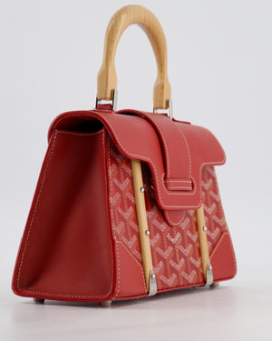 Goyard Mini Saigon Souple Bag in Red Goyardine Canvas & Wood with Silver Hardware