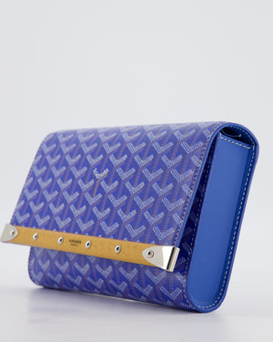 Goyard Monte Carlo Canvas Clutch Bag in Blue Goyardine Canvas and Silver Hardware
