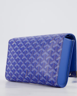 Goyard Monte Carlo Canvas Clutch Bag in Blue Goyardine Canvas and Silver Hardware