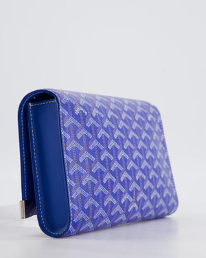 Goyard Monte Carlo Canvas Clutch Bag in Blue Goyardine Canvas and Silver Hardware