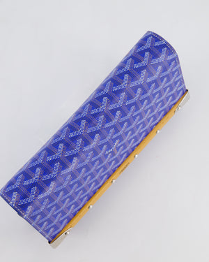 Goyard Monte Carlo Canvas Clutch Bag in Blue Goyardine Canvas and Silver Hardware