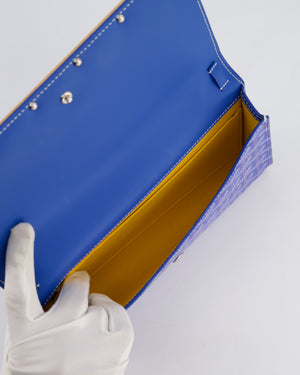 Goyard Monte Carlo Canvas Clutch Bag in Blue Goyardine Canvas and Silver Hardware