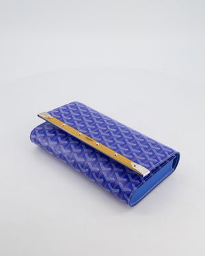 Goyard Monte Carlo Canvas Clutch Bag in Blue Goyardine Canvas and Silver Hardware