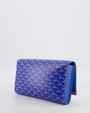 Goyard Monte Carlo Canvas Clutch Bag in Blue Goyardine Canvas and Silver Hardware