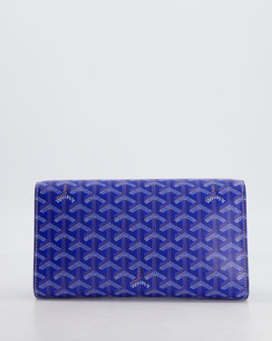 Goyard Monte Carlo Canvas Clutch Bag in Blue Goyardine Canvas and Silver Hardware