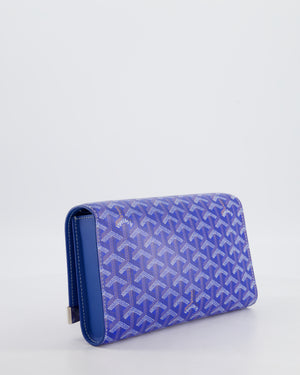 Goyard Monte Carlo Canvas Clutch Bag in Blue Goyardine Canvas and Silver Hardware