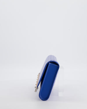 Goyard Monte Carlo Canvas Clutch Bag in Blue Goyardine Canvas and Silver Hardware