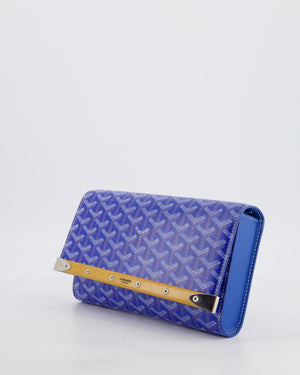Goyard Monte Carlo Canvas Clutch Bag in Blue Goyardine Canvas and Silver Hardware