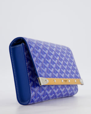 Goyard Monte Carlo Canvas Clutch Bag in Blue Goyardine Canvas and Silver Hardware