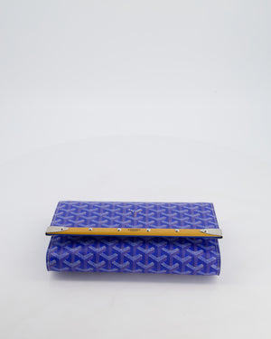 Goyard Monte Carlo Canvas Clutch Bag in Blue Goyardine Canvas and Silver Hardware