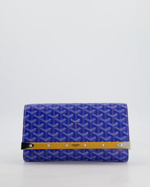 Goyard Monte Carlo Canvas Clutch Bag in Blue Goyardine Canvas and Silver Hardware