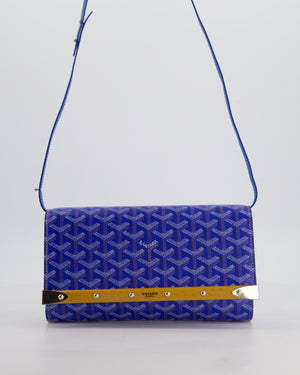 Goyard Monte Carlo Canvas Clutch Bag in Blue Goyardine Canvas and Silver Hardware