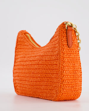 Prada Re-Edition 2005 Cross-body Bag in Orange Raffia with Gold Hardware RRP £1,780