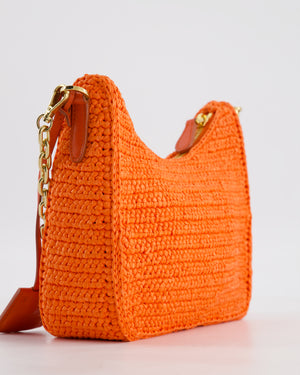 Prada Re-Edition 2005 Cross-body Bag in Orange Raffia with Gold Hardware RRP £1,780