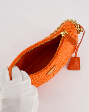 Prada Re-Edition 2005 Cross-body Bag in Orange Raffia with Gold Hardware RRP £1,780