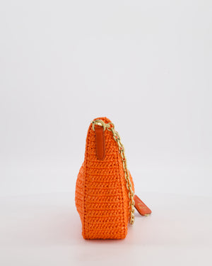 Prada Re-Edition 2005 Cross-body Bag in Orange Raffia with Gold Hardware RRP £1,780