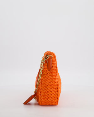 Prada Re-Edition 2005 Cross-body Bag in Orange Raffia with Gold Hardware RRP £1,780