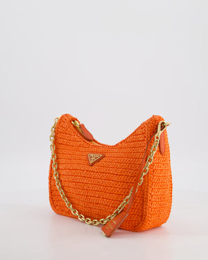 Prada Re-Edition 2005 Cross-body Bag in Orange Raffia with Gold Hardware RRP £1,780