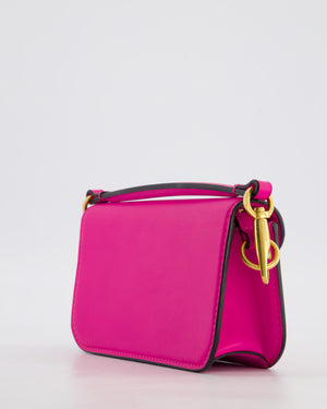 Valentino Small Locò Bag In Fuchsia Pink Calfskin Leather with Antique Gold Hardware