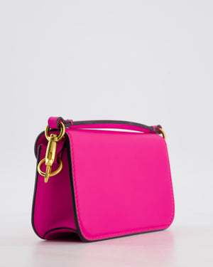 Valentino Small Locò Bag In Fuchsia Pink Calfskin Leather with Antique Gold Hardware