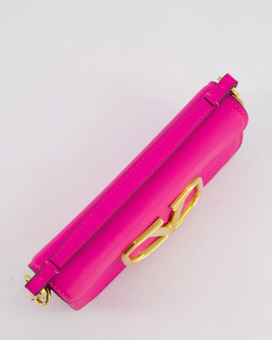Valentino Small Locò Bag In Fuchsia Pink Calfskin Leather with Antique Gold Hardware