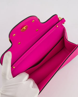 Valentino Small Locò Bag In Fuchsia Pink Calfskin Leather with Antique Gold Hardware